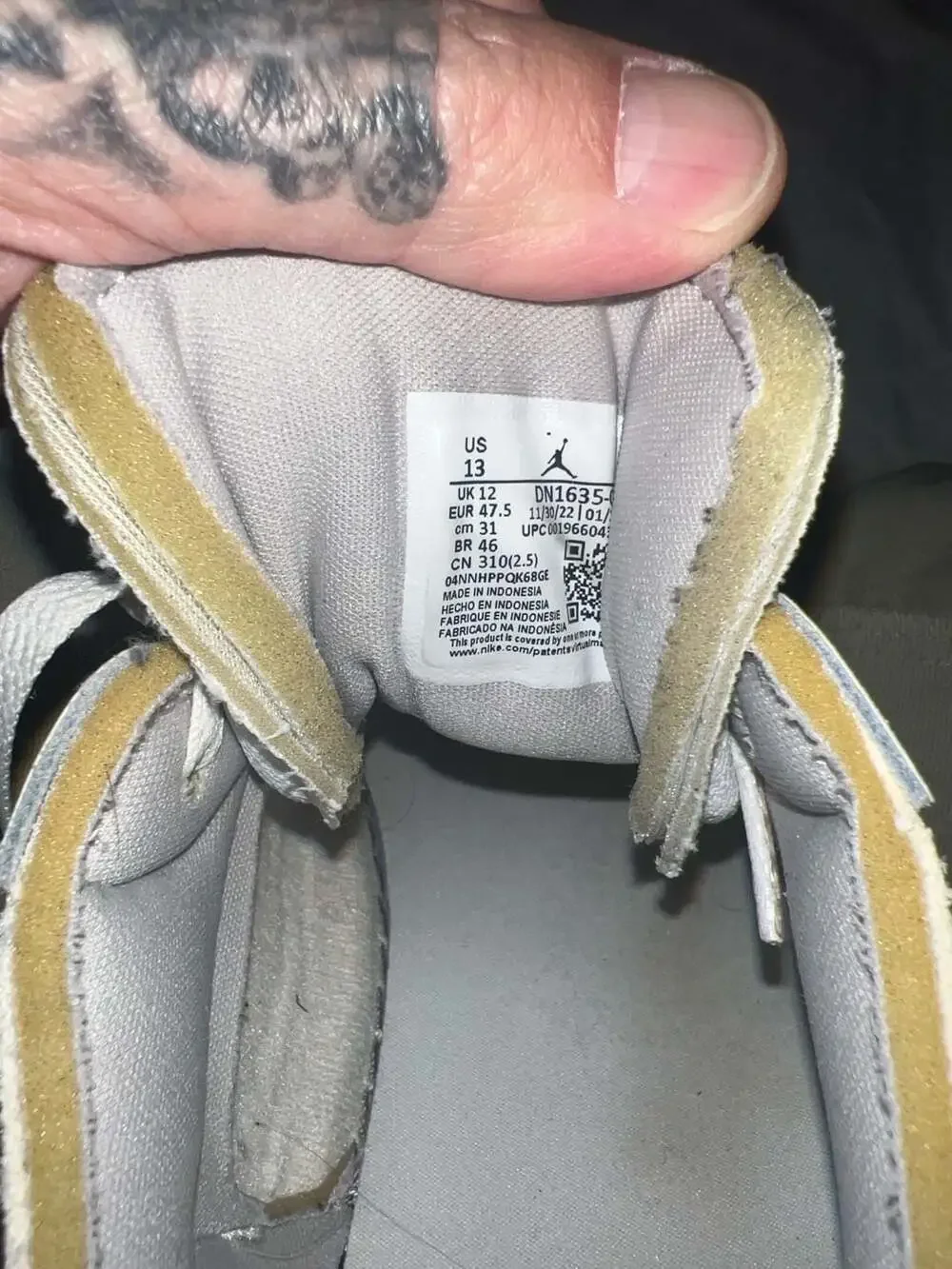 Air Jordan 1 Low SE Craft Inside Out Tech Grey Size 13 - Picture 6 of 6